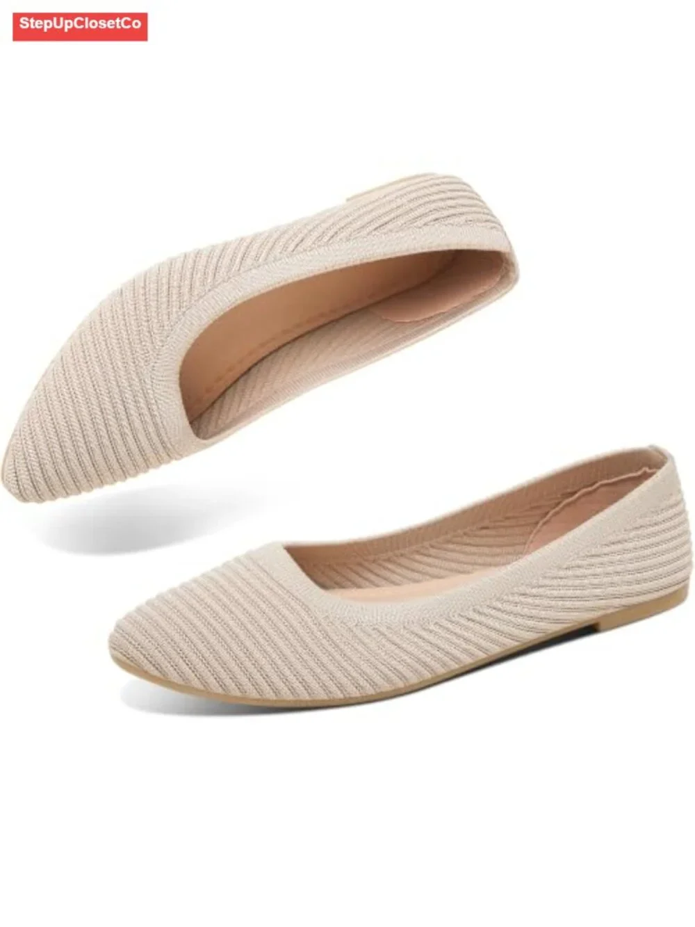 Women's Knit Ballet Flats Pointed-Toe Comfortable Slip On Dressy Casual Shoes